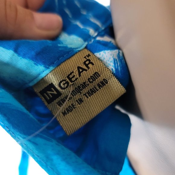 in gear Hawaiian blue palm tree one size outfit bikini top with tie pants. - Picture 10 of 10